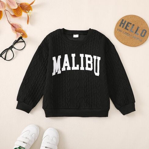 Girls Crewneck Alphabet Embroidery Sweatshirt Long Sleeve Pullover Tops Winter Warm Shirt Sweater in Saudi Arabia