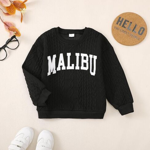 Girls Crewneck Alphabet Embroidery Sweatshirt Long Sleeve Pullover Tops Winter Warm Shirt Sweater in Saudi Arabia