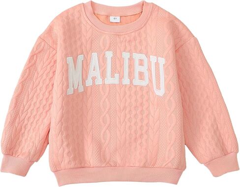 Girls Crewneck Alphabet Embroidery Sweatshirt Long Sleeve Pullover Tops Winter Warm Shirt Sweater in Saudi Arabia