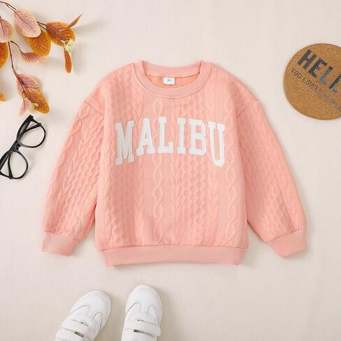 Girls Crewneck Alphabet Embroidery Sweatshirt Long Sleeve Pullover Tops Winter Warm Shirt Sweater in Saudi Arabia
