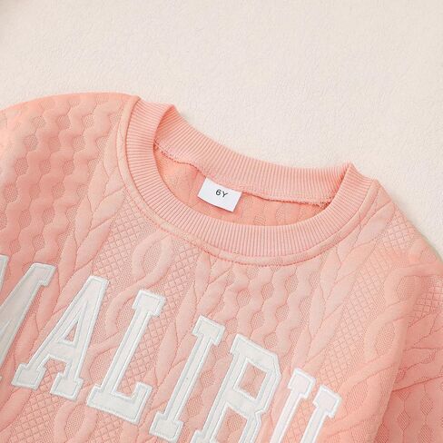 Girls Crewneck Alphabet Embroidery Sweatshirt Long Sleeve Pullover Tops Winter Warm Shirt Sweater in Saudi Arabia
