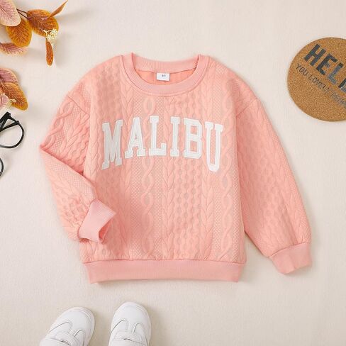 Girls Crewneck Alphabet Embroidery Sweatshirt Long Sleeve Pullover Tops Winter Warm Shirt Sweater in Saudi Arabia