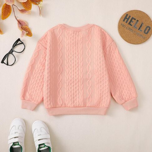 Girls Crewneck Alphabet Embroidery Sweatshirt Long Sleeve Pullover Tops Winter Warm Shirt Sweater in Saudi Arabia