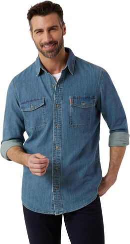 Chaps Men's Shirt - Comfort Stretch Button Down Denim Shirt - Casual Long Sleeve Collared Shirt for Men, M-XXL in Saudi Arabia