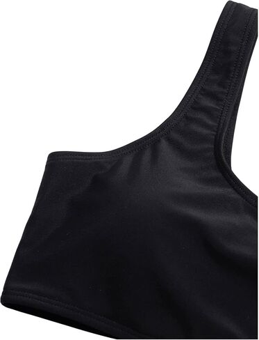 SOLY HUX Girl's Classic Bikini Set Beachwear Sleeveless High Waist Bathing Suits 2 Piece Swimsuits Solid Black 10 Years in Saudi Arabia