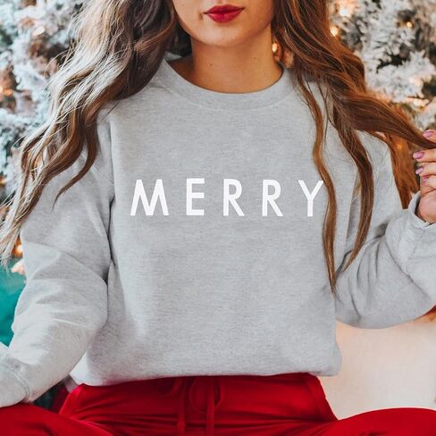 CM C&M WODRO Merry Christmas Sweatshirt for Women Funny Xmas Graphic Pullover Crewneck long Sleeve Loose Tops in Kuwait