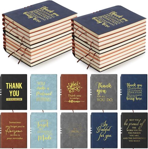 Fulmoon 10 Pcs Thank You Gifts A5 Leather Journal Notebook Inspirational Notebook Bulk Team Appreciation Gifts for Employee Coworker Teacher Student Graduation Supplies(Classic) in Saudi Arabia