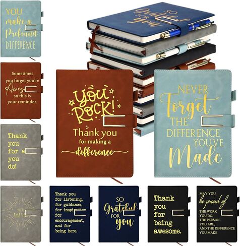 Fulmoon 10 Pcs Thank You Gifts A5 Leather Journal Notebook Inspirational Notebook Bulk Team Appreciation Gifts for Employee Coworker Teacher Student Graduation Supplies(Classic) in Saudi Arabia