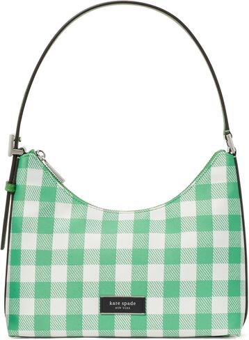 Kate Spade New York Sam Icon Gingham Printed Fabric Small Shoulder Bag, Candy Grass Multi in Saudi Arabia
