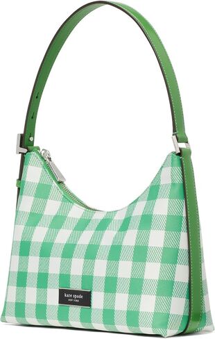 Kate Spade New York Sam Icon Gingham Printed Fabric Small Shoulder Bag, Candy Grass Multi in Saudi Arabia