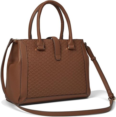Anne Klein Medium Embossed Logo Satchel with Turn Lock, Chestnut in Kuwait