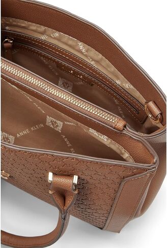 Anne Klein Medium Embossed Logo Satchel with Turn Lock, Chestnut in Kuwait