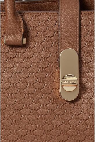 Anne Klein Medium Embossed Logo Satchel with Turn Lock, Chestnut in Kuwait