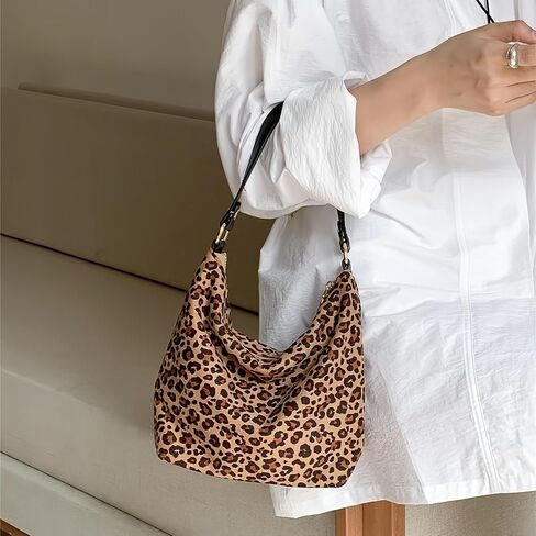 Women's Suede Top Handle Crossbody Bag Leopard Print Purse Animal Small Handbag in Saudi Arabia