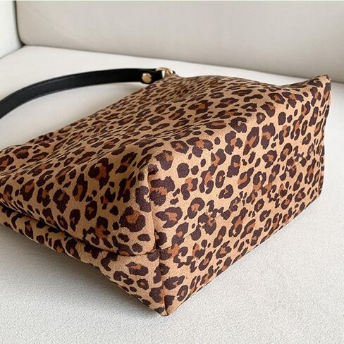 Women's Suede Top Handle Crossbody Bag Leopard Print Purse Animal Small Handbag in Saudi Arabia