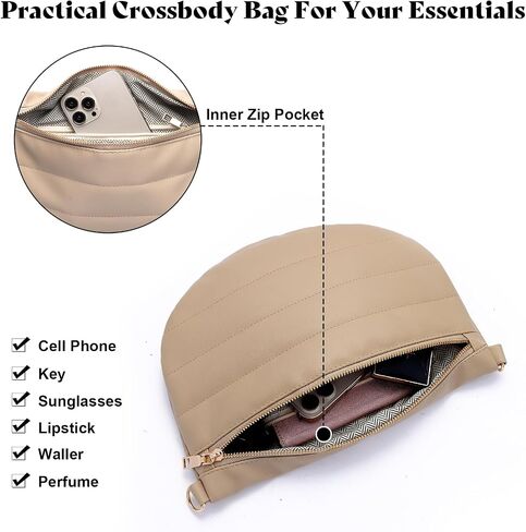 Quilted Puffer Leather Belt Bag for Women Puffer Crossbody Bags Puffy Sling Belt Bag Fanny Pack Bum Waist Chest Shoulder Bag for Women-Black in Saudi Arabia