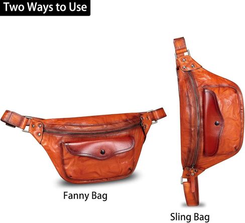Genuine Leather Fanny Pack for Women and Men Vintage Real Leather Sling Bag Crossbody Bag Fashion Waist Bag Chest Purse in Saudi Arabia