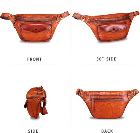 Genuine Leather Fanny Pack for Women and Men Vintage Real Leather Sling Bag Crossbody Bag Fashion Waist Bag Chest Purse in Saudi Arabia