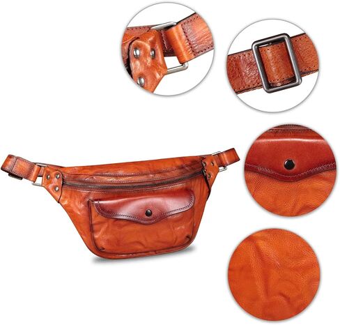 Genuine Leather Fanny Pack for Women and Men Vintage Real Leather Sling Bag Crossbody Bag Fashion Waist Bag Chest Purse in Saudi Arabia