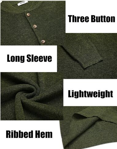 COOFANDY Men Henley Knit Sweater Dress Long Sleeve Button Pullover Sweater Casual Sweater Lightweight Slim Fit Tops in Saudi Arabia