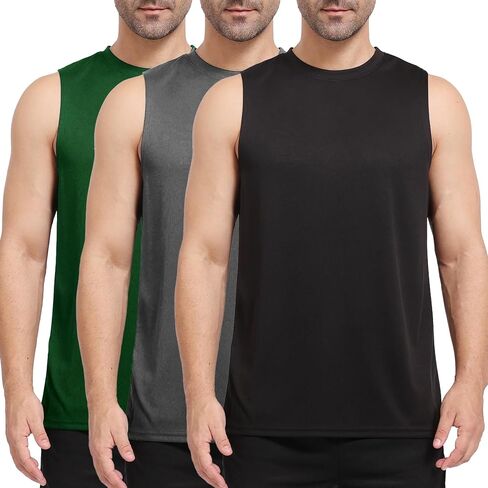 Men's Workout Tank Top 3/4 Pack Quick Dry Fit Muscle Sleeveless Breathable T-Shirt for Gym Bodybuilding in Saudi Arabia