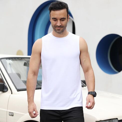 Men's Workout Tank Top 3/4 Pack Quick Dry Fit Muscle Sleeveless Breathable T-Shirt for Gym Bodybuilding in Saudi Arabia