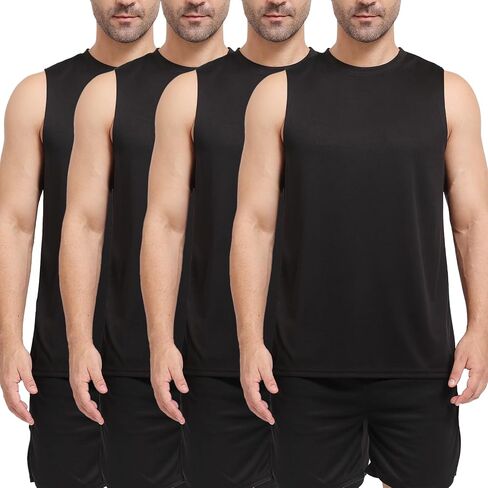 Men's Workout Tank Top 3/4 Pack Quick Dry Fit Muscle Sleeveless Breathable T-Shirt for Gym Bodybuilding in Saudi Arabia