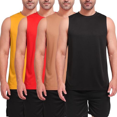 Men's Workout Tank Top 3/4 Pack Quick Dry Fit Muscle Sleeveless Breathable T-Shirt for Gym Bodybuilding in Saudi Arabia