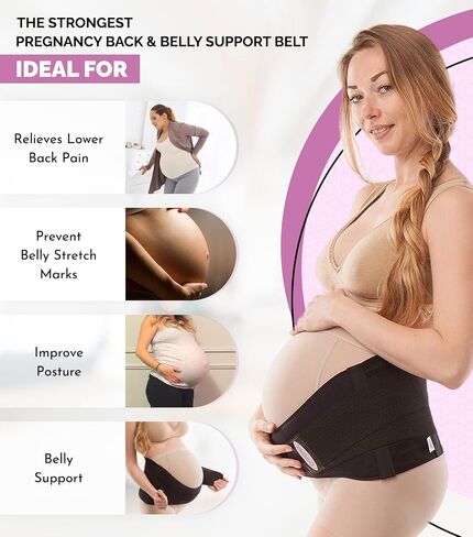 GABRIALLA Pregnancy Belly Band - Strong Support, 8" Wide, Made In USA in Saudi Arabia