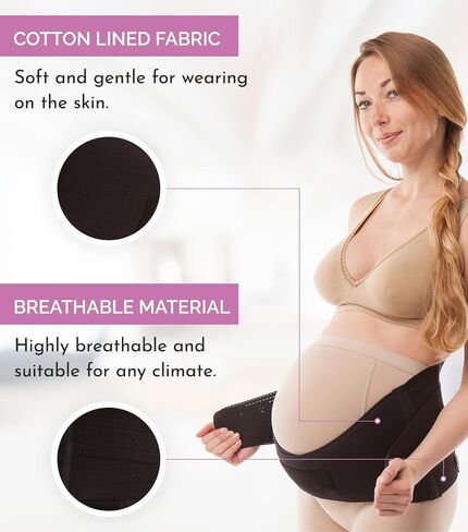 GABRIALLA Pregnancy Belly Band - Strong Support, 8" Wide, Made In USA in Saudi Arabia