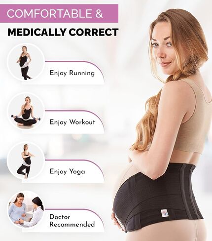 GABRIALLA Pregnancy Belly Band - Strong Support, 8" Wide, Made In USA in Saudi Arabia