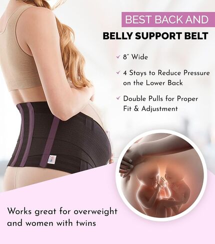 GABRIALLA Pregnancy Belly Band - Strong Support, 8" Wide, Made In USA in Saudi Arabia