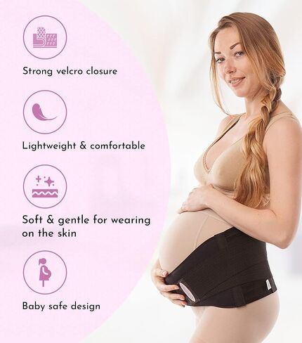 GABRIALLA Pregnancy Belly Band - Strong Support, 8" Wide, Made In USA in Saudi Arabia