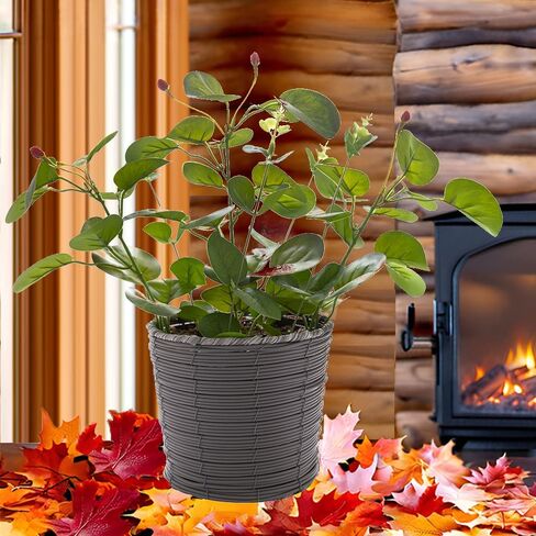 Fake Fruit- Bearing Plants 16.9 inches Tall Artificial Indoor Potted Eucalyptus Plants with Red Fruit in Cyan Rattan Pot for Shelf Table Bathroom Decorations Wedding Greenery Centerpiece in Saudi Arabia