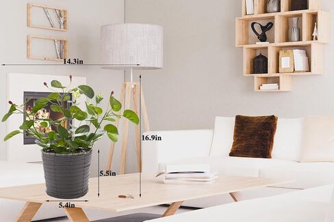 Fake Fruit- Bearing Plants 16.9 inches Tall Artificial Indoor Potted Eucalyptus Plants with Red Fruit in Cyan Rattan Pot for Shelf Table Bathroom Decorations Wedding Greenery Centerpiece in Saudi Arabia