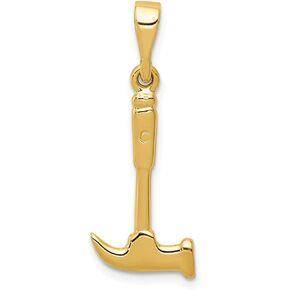 Solid 14k Yellow Gold Hammer Charm Pendant (30mm x 10mm)