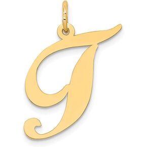 14K Yellow Gold Large Fancy Script Initial E Charm (Width 17 to 25) Pendant