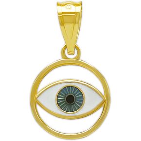 Gold Evil Eye Charm - 14 Karat Solid Gold - Protection Pendant -