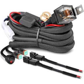 DT Wiring Harness 2 Lead, Nirider 12V Rocker Switch Relay Fuse Deutsch DT Connector Nylon Fog Light Wiring Harness Kit LED Light Bars Driving Lights Offroad LED Pods Wire Harness for Truck UTV ATV