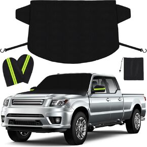 83" x 49" Windshield Cover for Ice and Snow, Extra Large Size Heavy Duty 600D Oxford Fabric Car Windshield Snow Cover with Side Mirrors Cover, Automotive Exterior Accessories Fits Most Cars Trucks