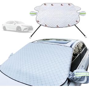 Car Windshield Cover For Ice And Snow Compatible with Toyota Camry 2024-2018 Custom Fit LE XSE XLE Hybrid SE Sedan Upgraded Magnetic Windshield Snow Cover 4-Layer Protection Wiper & Mirror Covers