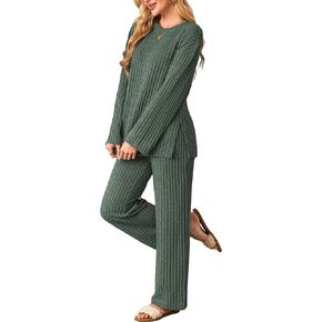 Womens Sets 2 Piece Outfits Matching Lounge Set Cozy Knit Pajamas Oversized Loungewear Fall Winter Clothes S-2XL in Kuwait
