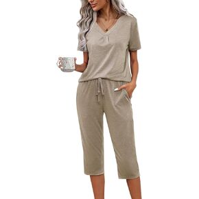 difficort Women's Pajama Sets Long Sleeve Lounge Sets Pjs Sleepwear with Pockets in Kuwait