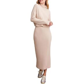 Tribal Women's Pull-on Textured Diagonal Striped Midi Skirt with Back Slit