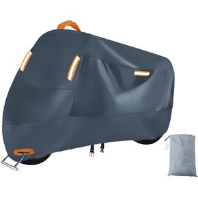 Heavy Duty Bike Cover, Motorcycle Cover Sport Bike with Lock-Holes, Ideal Use as Motorcycle Sun Shade, Bike Tarp Waterproof, or Dirtbike Cover