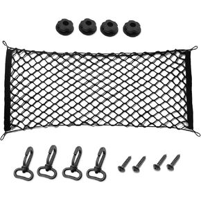Car Cargo Net, Car Trunk Cargo Storage Organize Net Stretchable with Hooks, Car Trunk Organizer for Sedan, Car Interior Accessories for Cars, Trucks, SUV (35.4x15.8 Inch)