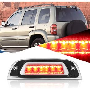 مصباح إيقاف ضوء الفرامل LED الثالث الخلفي ذو اللون الأسود من Auto Dynasty متوافق مع Jeep Liberty KJ 02-07
