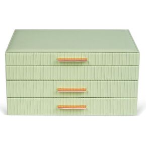 Dajasan Jewelry Boxes for Women, Jewelry Storage Organizer with 2 Drawers, 3-Tier Large Jewelry Holder Organizer Box for Necklace Ring Earring Bracelet, Christmas Gift, Modern Style (White)