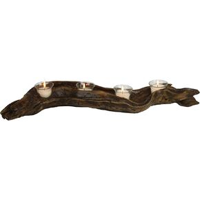 Rivers Edge Products Votive Candle Holder, 4 inch by 2.5 inch Hand Painted Poly Resin Holder with 1 Clear Glass Votive Candleholder and 1 Votive Candle, Deer Antler 2-Piece