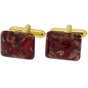 GlassOfVenice Murano Glass Avventurina Rectangular Cufflinks - Red